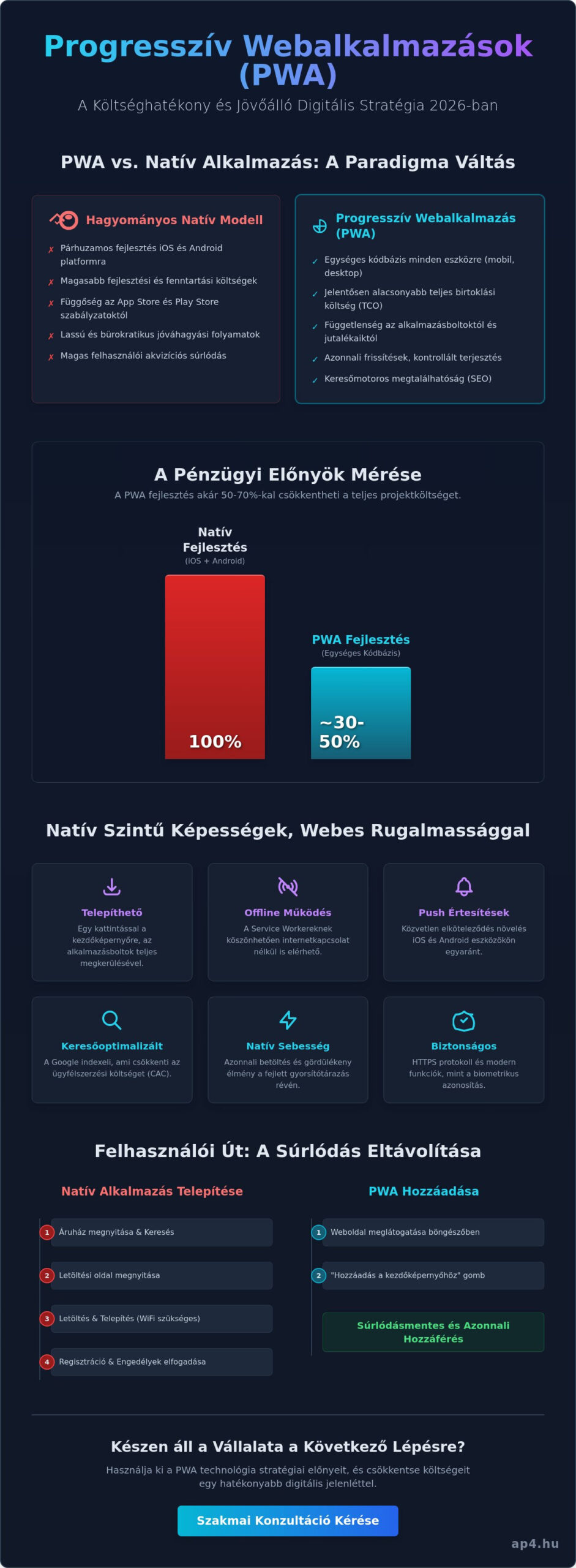 PWA előnyei 2026-ban: Stratégiai útmutató döntéshozók számára